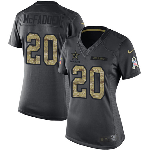 Women's Limited Darren McFadden Nike Jersey Black - #20 2016 Salute to Service NFL Dallas Cowboys